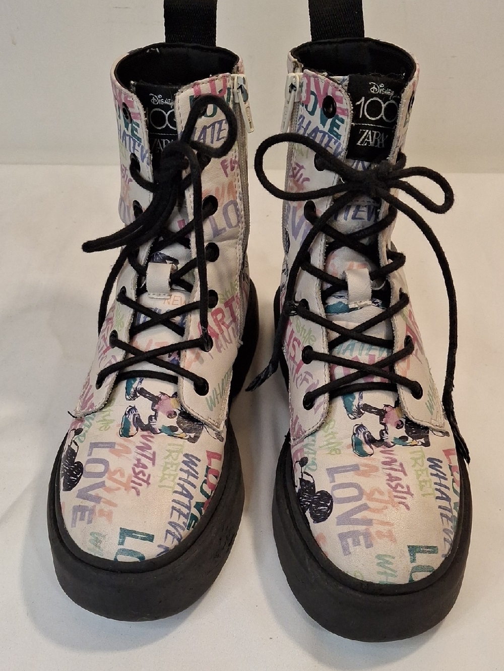 Zara Women/Kids Limited Edition 100th Anniversary Mickey Mouse Lace-Up Boots